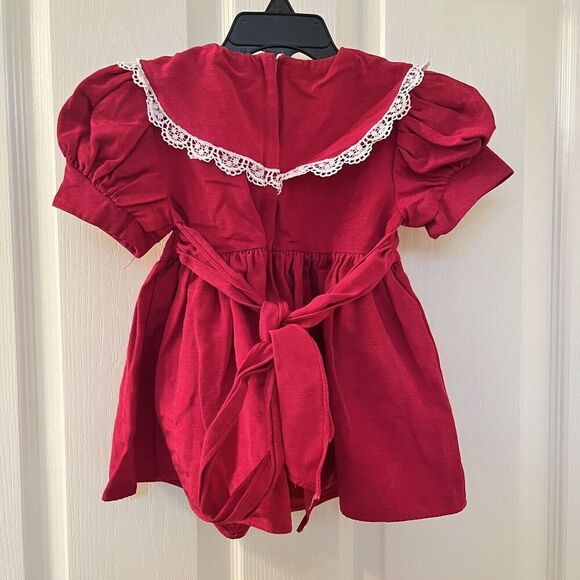 Vintage Jessica McClintock Gunne Sax Burgundy Taffeta & Lace Dress Girls Size 2T - Picture 8 of 12
